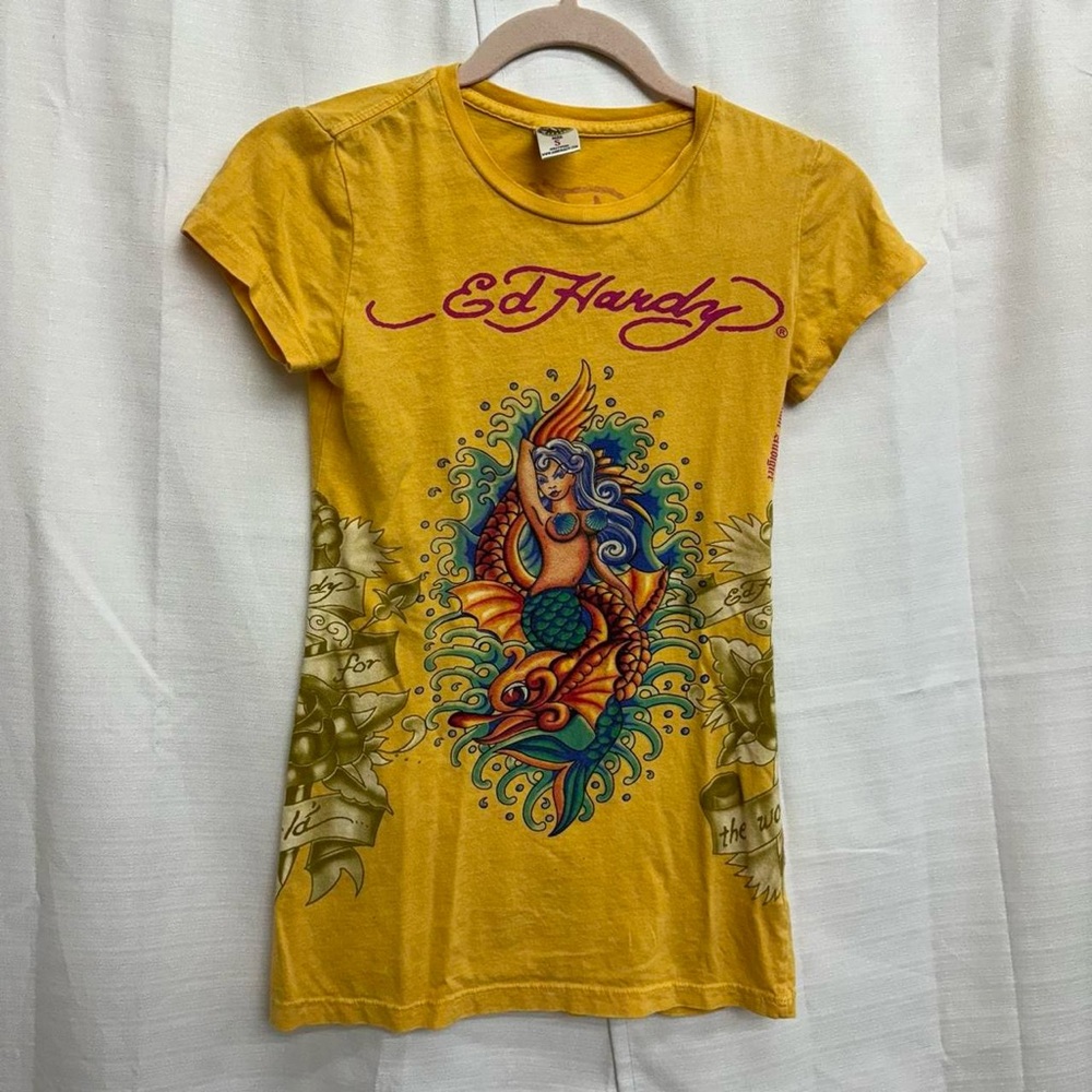 Y2K Ed Hardy mermaid tee